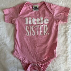 Pink “Little Sister” Baby Onesie
